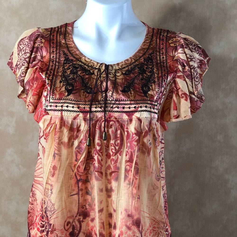 Unity world wear Womens Small Gold Brown Tunic
